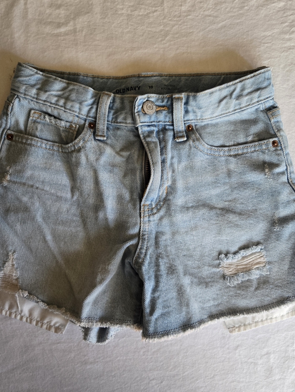 Old Navy Girls Light Blue High Rise Distressed Denim Cutoff Shorts, Size 10